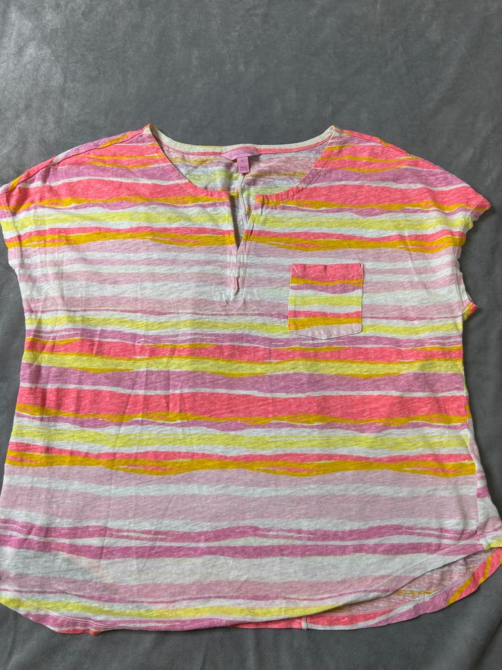 Lilly Pulitzer Women's Striped Pocket Tee - Pink & Yellow excl